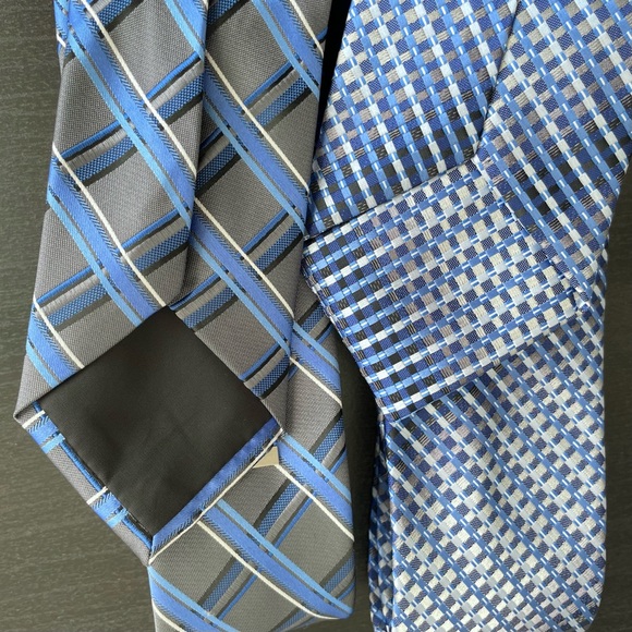 Set of 2 Neckties + Tie Clip | Blue + Gray/Silver | Apt 9 + Bespoke - Picture 5 of 9